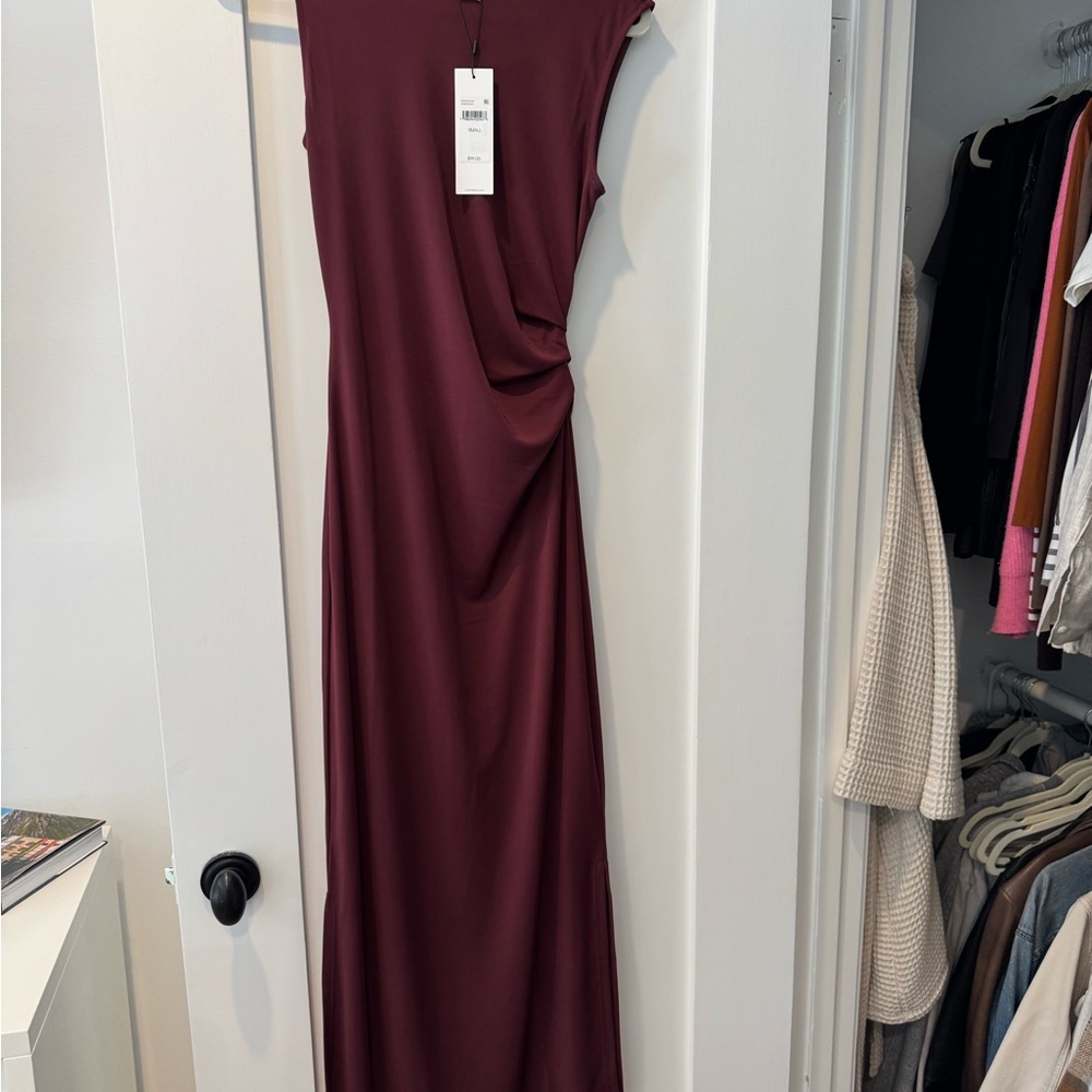 Calvin Klein Plum Sheath Maxi Dress Cap Sleeve